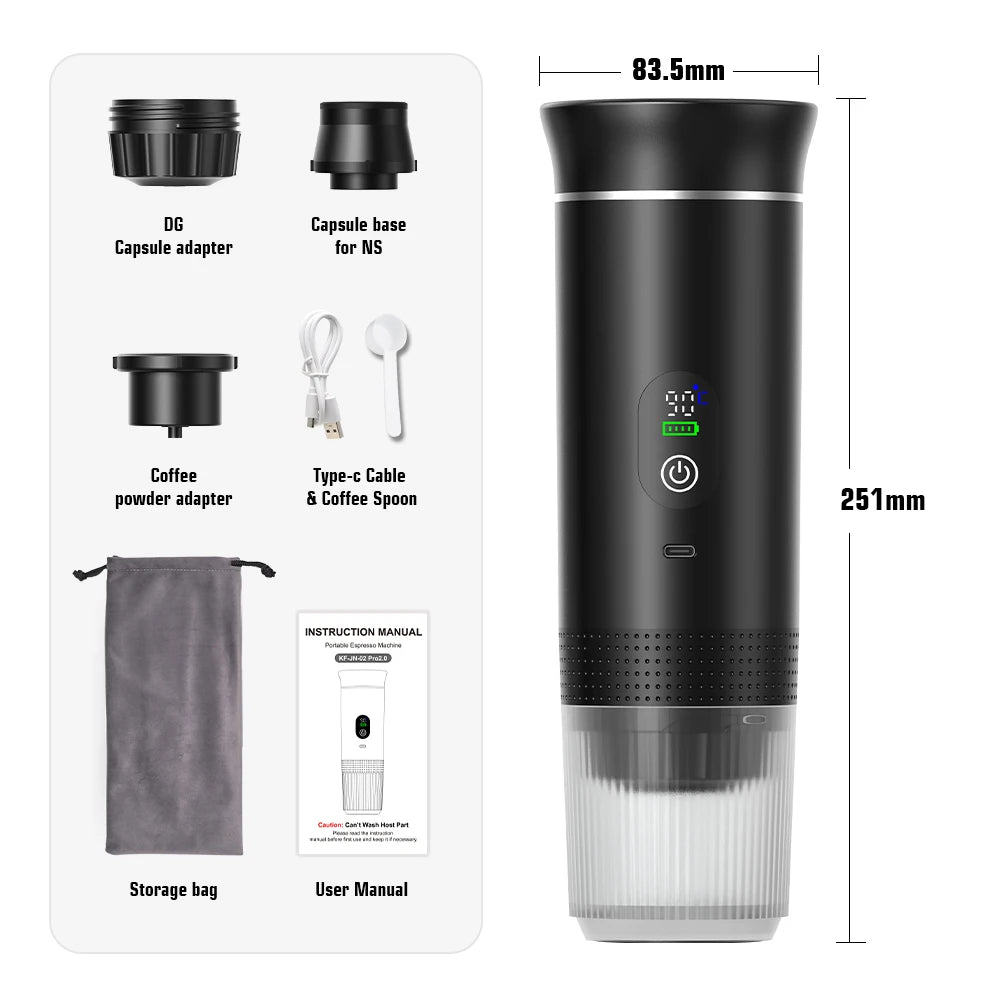 Revolutionize Your Coffee Experience with the Wireless Electric Portable Espresso Machine - Perfect for Home, Car, and Camping!
