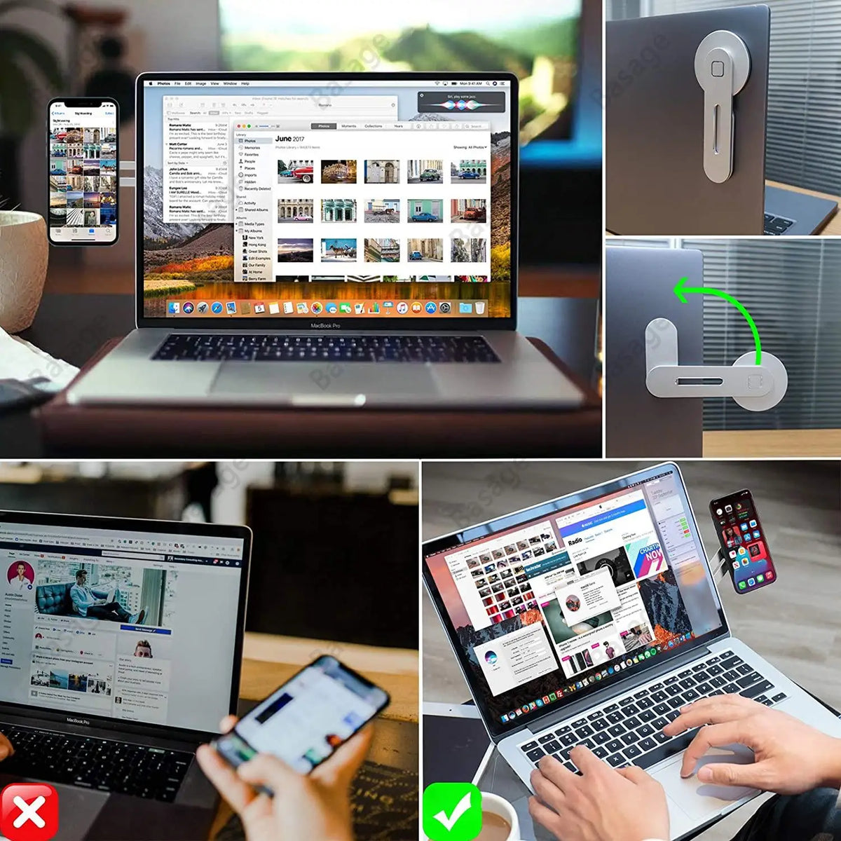 Revolutionize Your Workspace with the Slim & Foldable Magnetic Laptop Phone Holder for iPhone 14/13/12 and All Smartphones