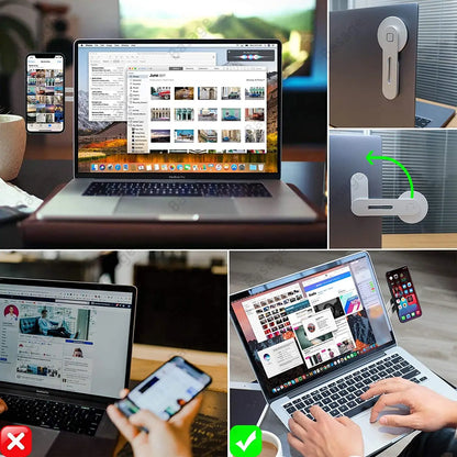 Revolutionize Your Workspace with the Slim & Foldable Magnetic Laptop Phone Holder for iPhone 14/13/12 and All Smartphones