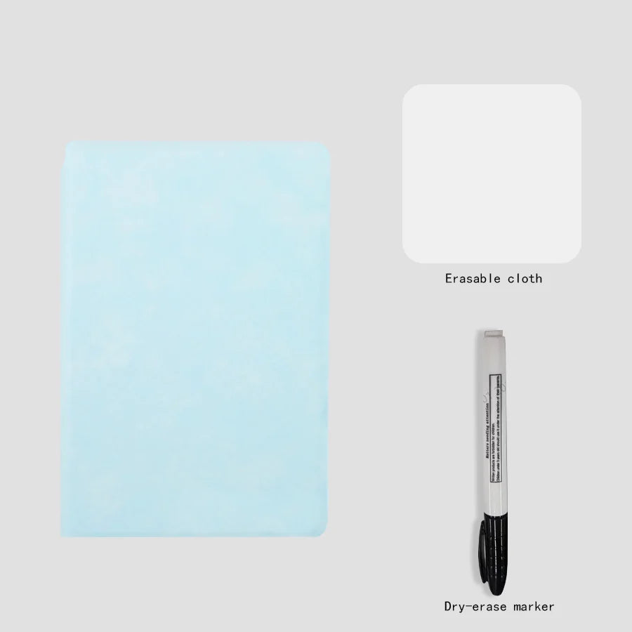 Stylish A5 Reusable Whiteboard Notebook Set - Complete with Pen, Erasing Cloth & Weekly Planner for Effortless Organization