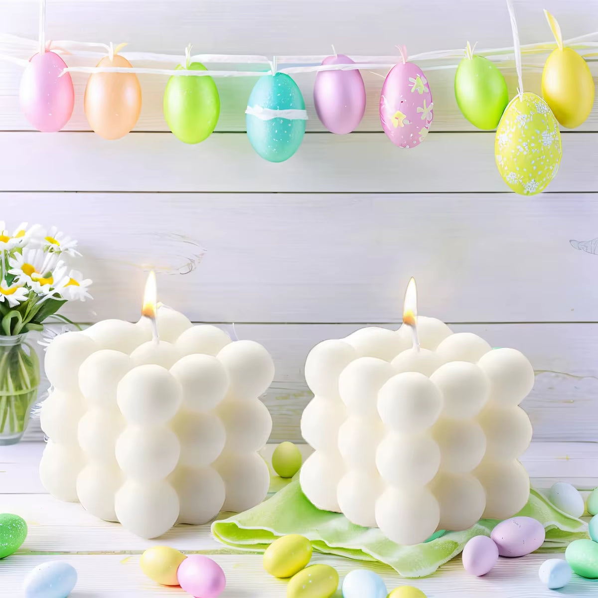 Delightful Vanilla Scented Cube Ball Candle - Charming Soy Wax Decor for Home and Parties