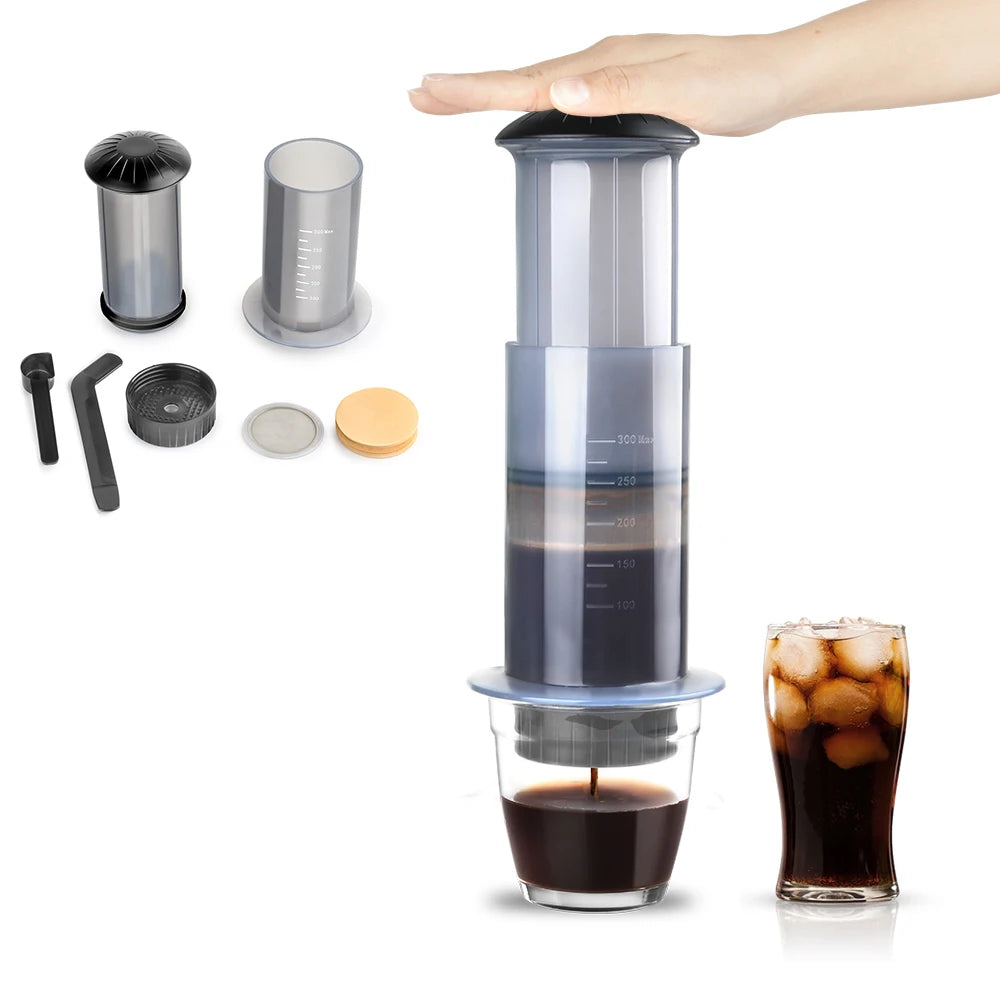Experience Barista-Quality Coffee Anywhere with the Portable Espresso Maker French Press - Complete with Filters and Accessories