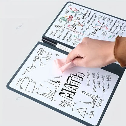 Stylish A5 Reusable Whiteboard Notebook Set - Complete with Pen, Erasing Cloth & Weekly Planner for Effortless Organization