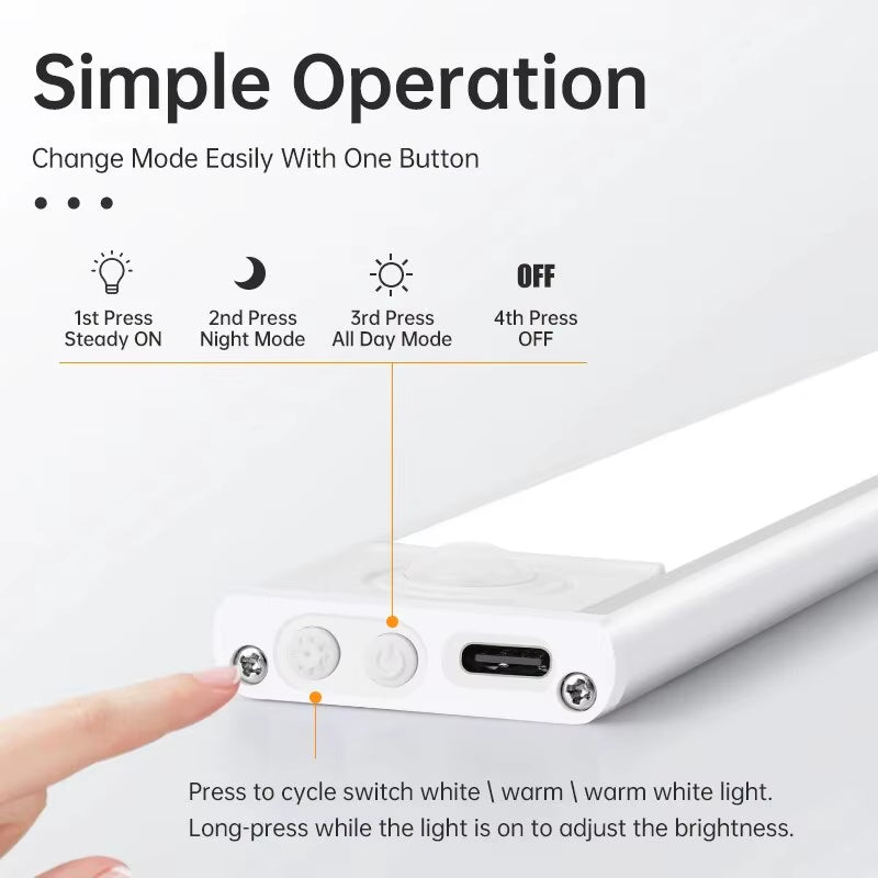 Illuminate Your Space with the LED Motion Sensor Night Light - Perfect for Cabinets, Bedrooms, and Wardrobes!