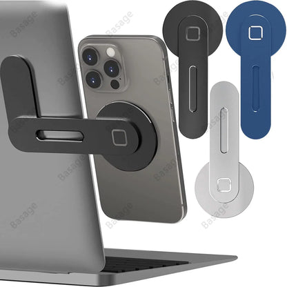 Revolutionize Your Workspace with the Slim & Foldable Magnetic Laptop Phone Holder for iPhone 14/13/12 and All Smartphones