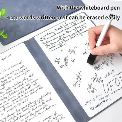 Stylish A5 Reusable Whiteboard Notebook Set - Complete with Pen, Erasing Cloth & Weekly Planner for Effortless Organization