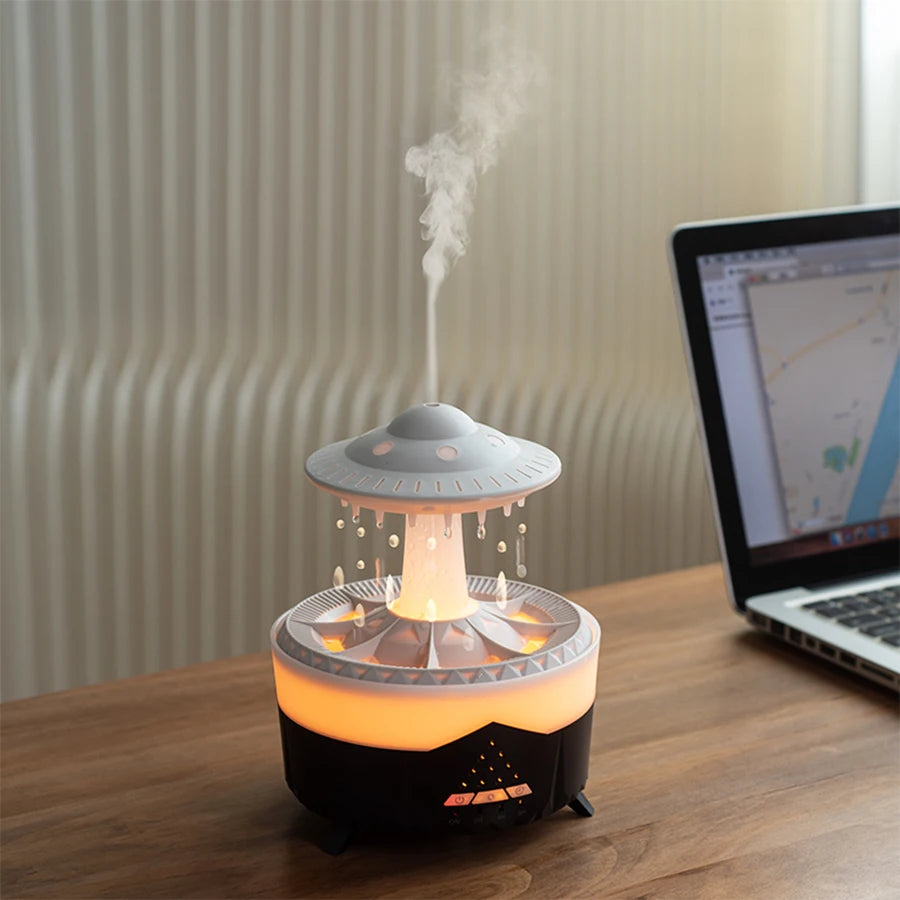 Transform Your Space with the UFO Raindrop Aroma Diffuser - Essential Oil Diffuser with Remote Control and 7 Colorful Lights for a Relaxing Home Atmosphere