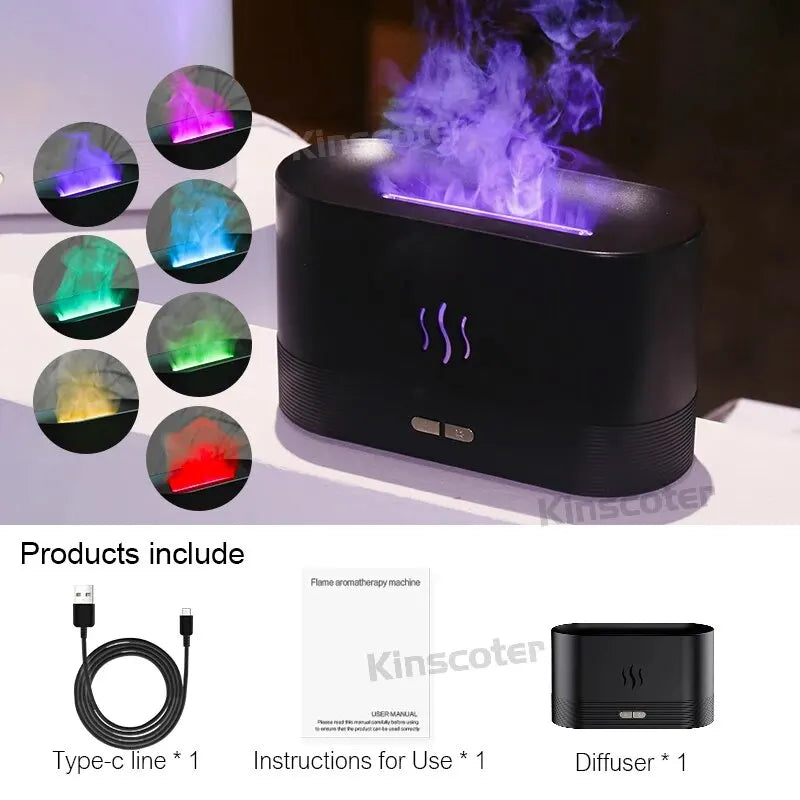 Transform Your Space with the KINSCOTER Ultrasonic Aroma Diffuser - Cool Mist Maker and LED Essential Oil Flame Lamp