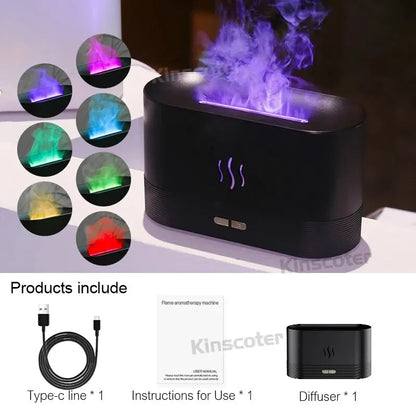 Transform Your Space with the KINSCOTER Ultrasonic Aroma Diffuser - Cool Mist Maker and LED Essential Oil Flame Lamp