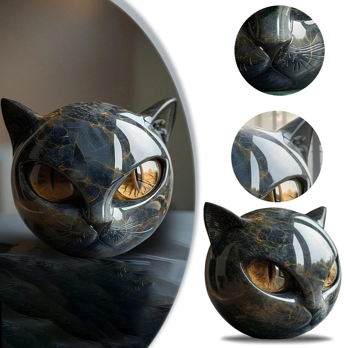 Charming Black Cat Resin Figurine - Perfect Keepsake Gift for Cat Lovers and Office Decor