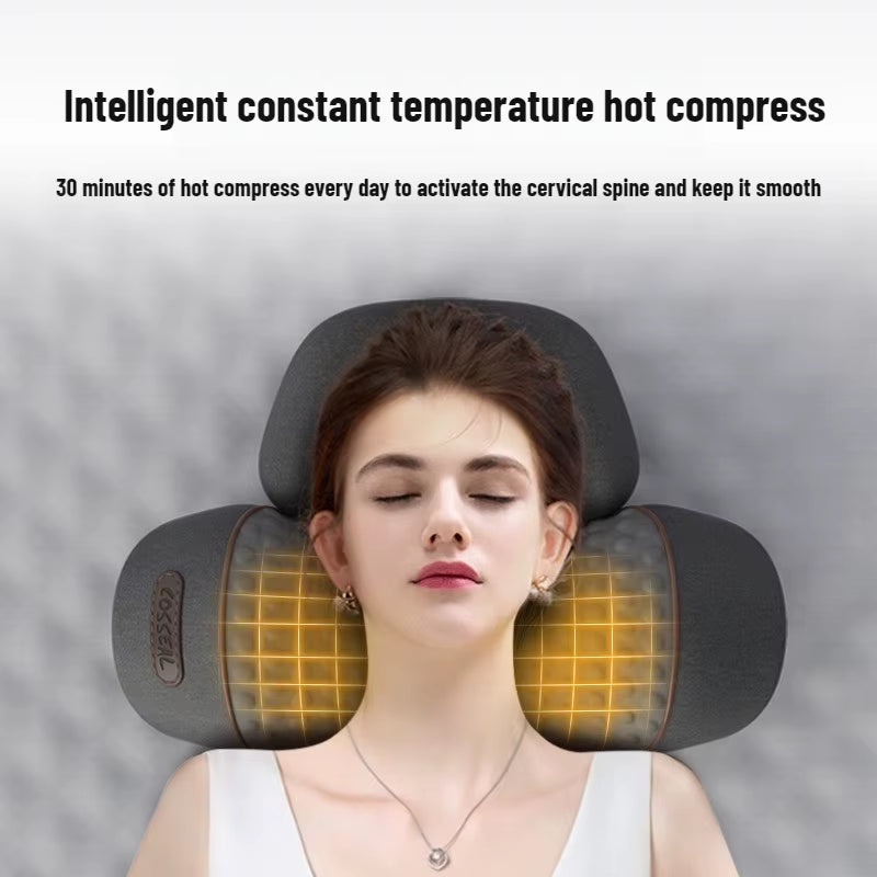 Revitalize Your Relaxation: Electric Cervical Pillow with Hot Compress and Vibration for Neck Traction and Spine Support