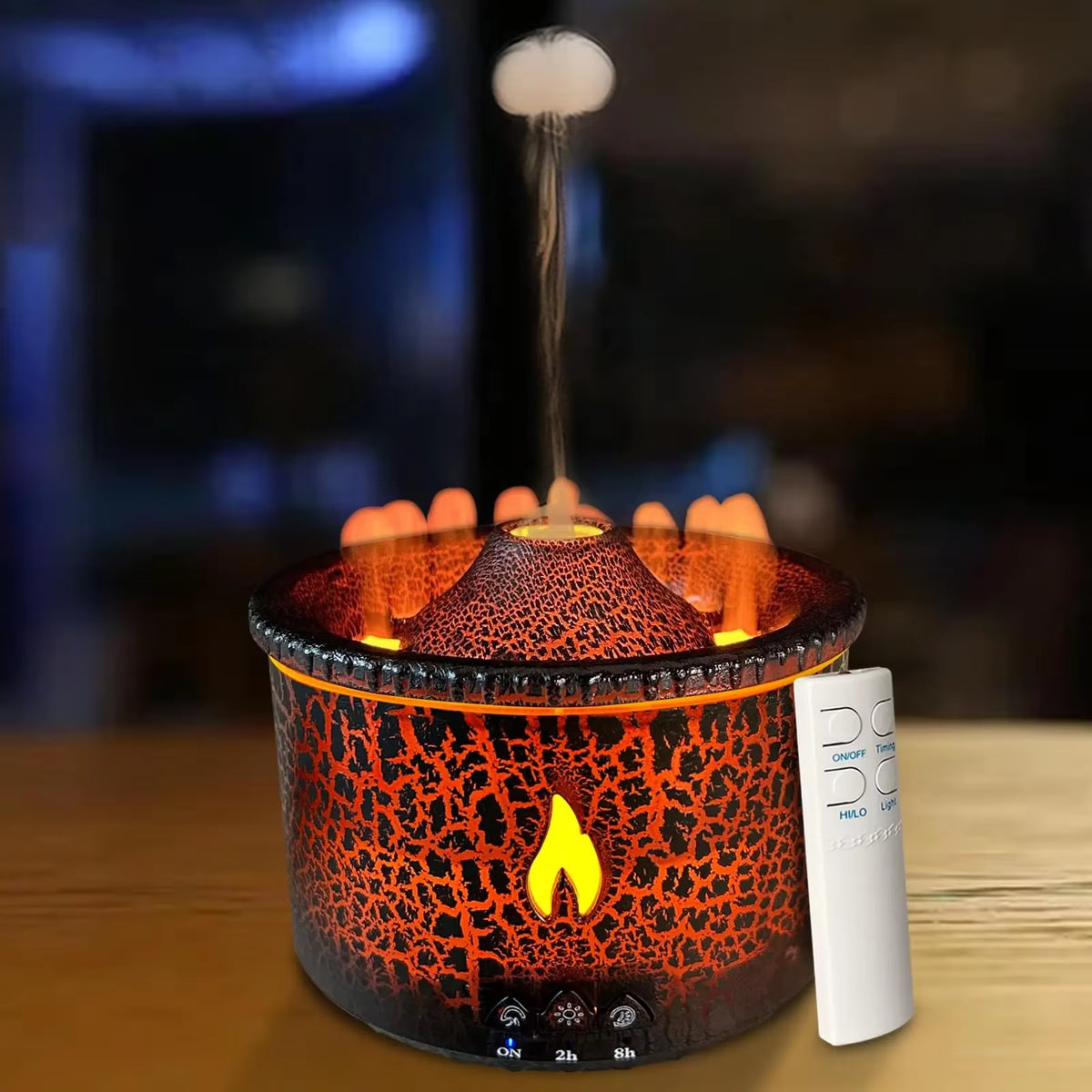 Transform Your Space with the Volcanic Flame Ultrasonic Humidifier and Aroma Diffuser - Portable Night Light & Fragrance Enhancer