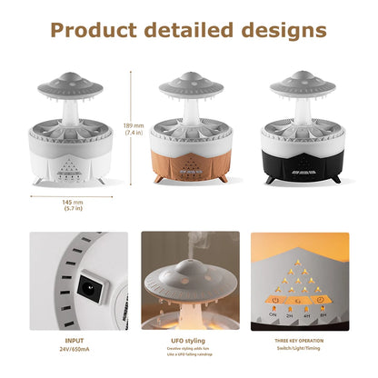 Transform Your Space with the UFO Raindrop Aroma Diffuser - Essential Oil Diffuser with Remote Control and 7 Colorful Lights for a Relaxing Home Atmosphere