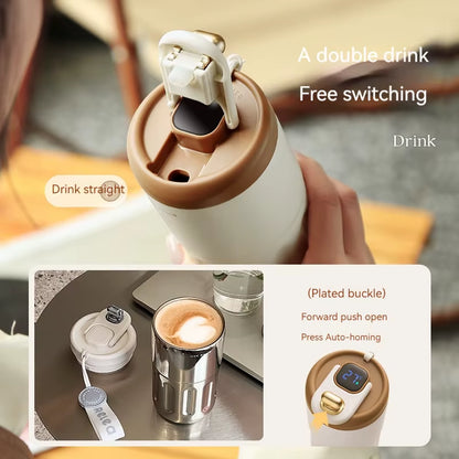 Stay Hydrated in Style: 450ML Stainless Steel Thermo Water Bottle with LED Temperature Display - Perfect for Travel, Coffee, and More!