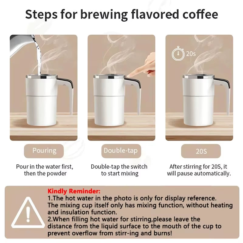 Revolutionary 380ML Electric Self-Mixing Coffee Mug with USB Charging and Waterproof Design - Perfect for Effortless Beverages Anywhere!