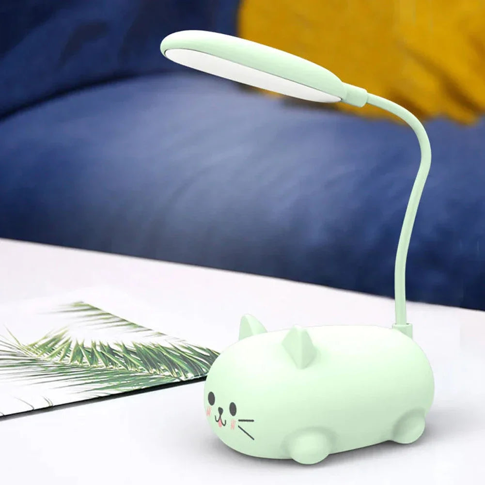 Charming Cartoon Cat LED Desk Lamp - Rechargeable, Adjustable, and Perfect for Kids' Rooms and Study Spaces
