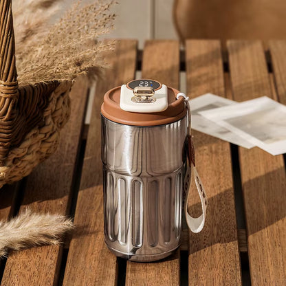 Stay Hydrated in Style: 450ML Stainless Steel Thermo Water Bottle with LED Temperature Display - Perfect for Travel, Coffee, and More!