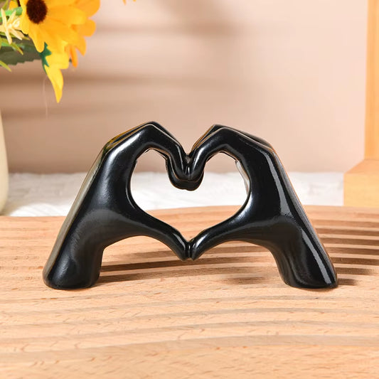 Exquisite Gold Heart Hand Statue - Elegant Love Gesture Sculpture for Your Living Space