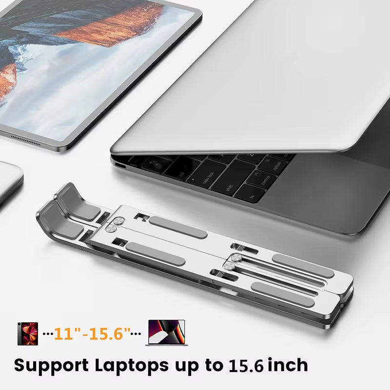 Elevate Your Workspace with the Adjustable Aluminum Alloy Laptop Holder Stand - Foldable, Portable, and Non-Slip for Ultimate Comfort