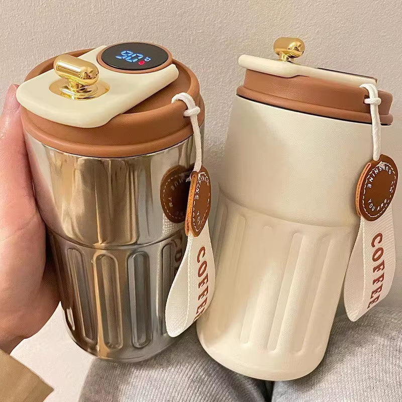 Stay Hydrated in Style: 450ML Stainless Steel Thermo Water Bottle with LED Temperature Display - Perfect for Travel, Coffee, and More!