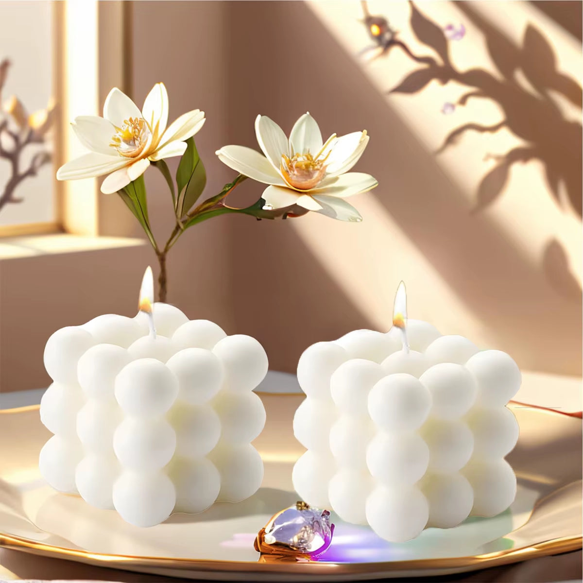 Delightful Vanilla Scented Cube Ball Candle - Charming Soy Wax Decor for Home and Parties
