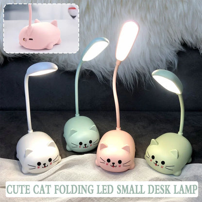 Charming Cartoon Cat LED Desk Lamp - Rechargeable, Adjustable, and Perfect for Kids' Rooms and Study Spaces