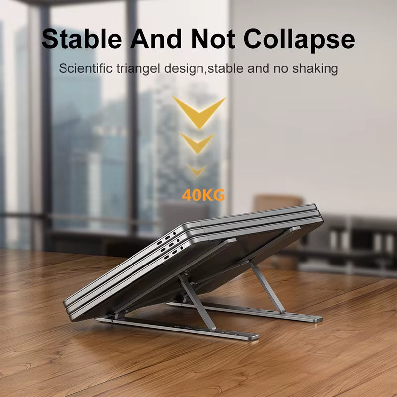 Elevate Your Workspace with the Adjustable Aluminum Alloy Laptop Holder Stand - Foldable, Portable, and Non-Slip for Ultimate Comfort