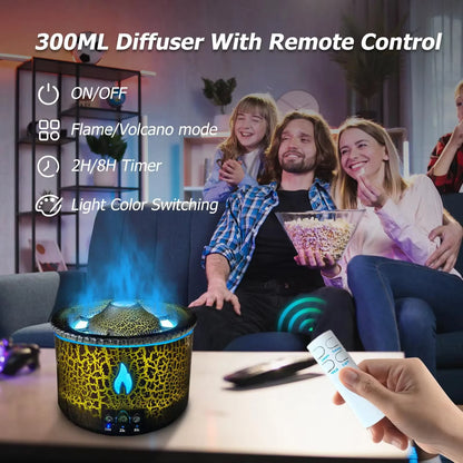 Transform Your Space with the Volcanic Flame Ultrasonic Humidifier and Aroma Diffuser - Portable Night Light & Fragrance Enhancer