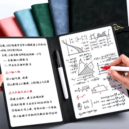 Stylish A5 Reusable Whiteboard Notebook Set - Complete with Pen, Erasing Cloth & Weekly Planner for Effortless Organization