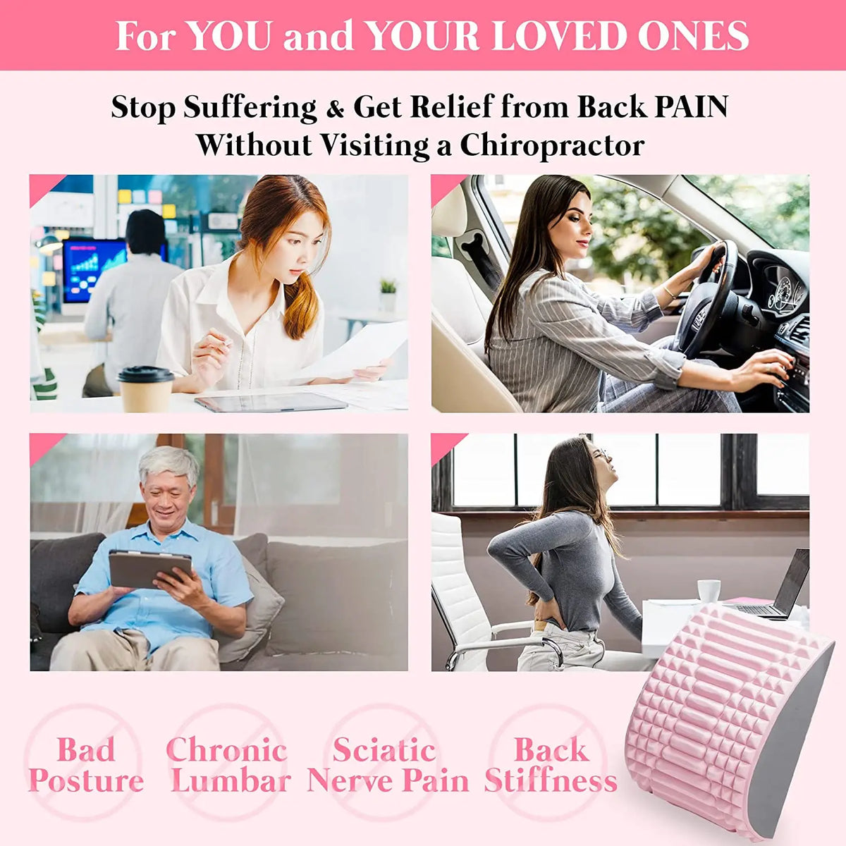 Ultimate Lower Back Pain Relief Stretcher - Ergonomic Support Pillow for Herniated Discs and Posture Correction