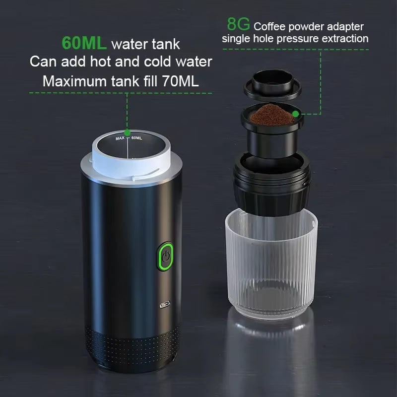 Revolutionize Your Coffee Experience with the Wireless Electric Portable Espresso Machine - Perfect for Home, Car, and Camping!