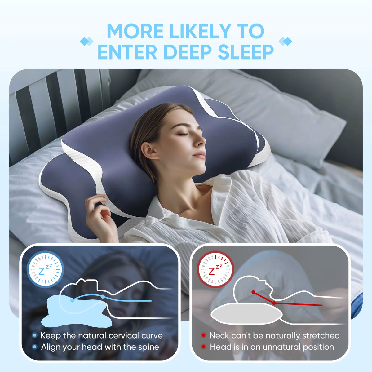 Transform Your Sleep with Our Ergonomic Memory Foam Cervical Pillow – Perfect Neck Pain Relief for Side, Back, and Stomach Sleepers!