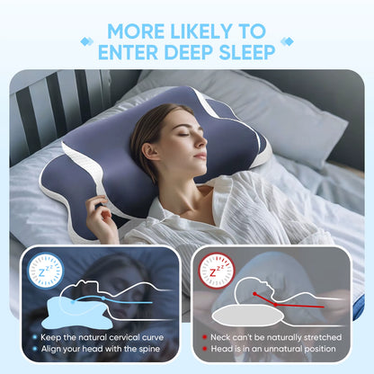 Transform Your Sleep with Our Ergonomic Memory Foam Cervical Pillow – Perfect Neck Pain Relief for Side, Back, and Stomach Sleepers!