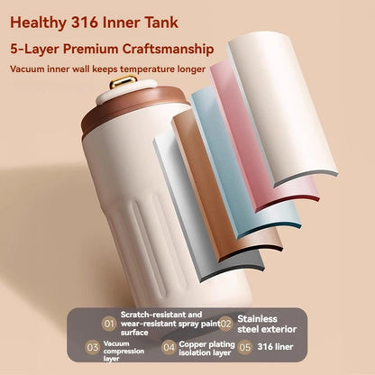 Stay Hydrated in Style: 450ML Stainless Steel Thermo Water Bottle with LED Temperature Display - Perfect for Travel, Coffee, and More!