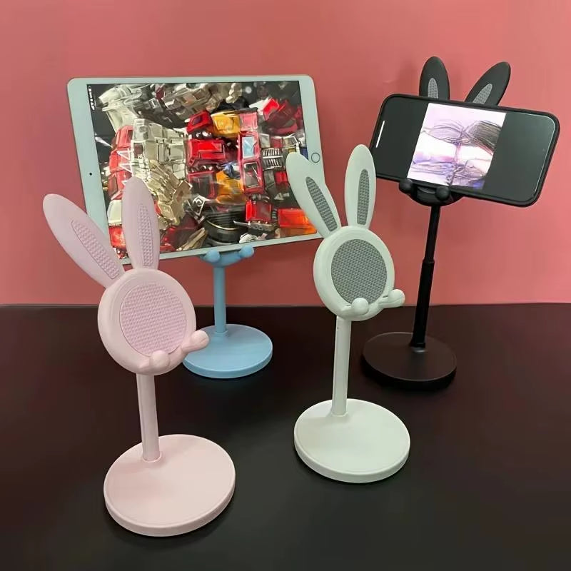 Adorable Adjustable Cute Rabbit Phone Stand - Perfect for iPhone, Samsung, Xiaomi, iPad & More - Ideal for Home & Office Use