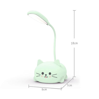 Charming Cartoon Cat LED Desk Lamp - Rechargeable, Adjustable, and Perfect for Kids' Rooms and Study Spaces