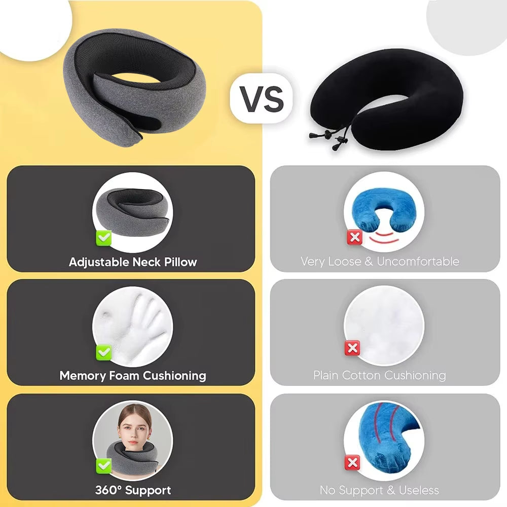 Ultimate Travel Companion: Portable U-Shaped Memory Foam Pillow for Neck Support and Comfort on the Go