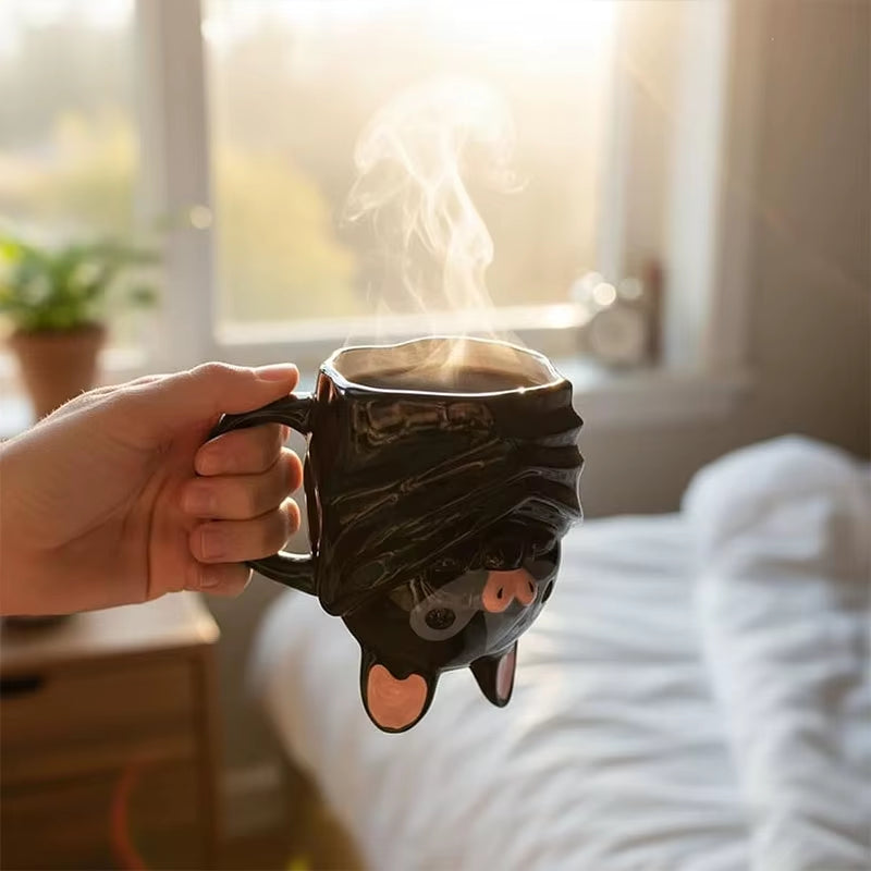 Adorable Handmade 3D Upside Down Bat Mug - Unique Animal Design with Stable Base for Coffee and Tea Lovers
