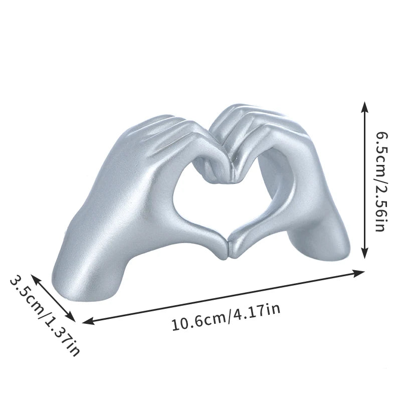 Exquisite Gold Heart Hand Statue - Elegant Love Gesture Sculpture for Your Living Space
