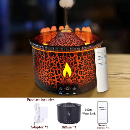 Transform Your Space with the Volcanic Flame Ultrasonic Humidifier and Aroma Diffuser - Portable Night Light & Fragrance Enhancer