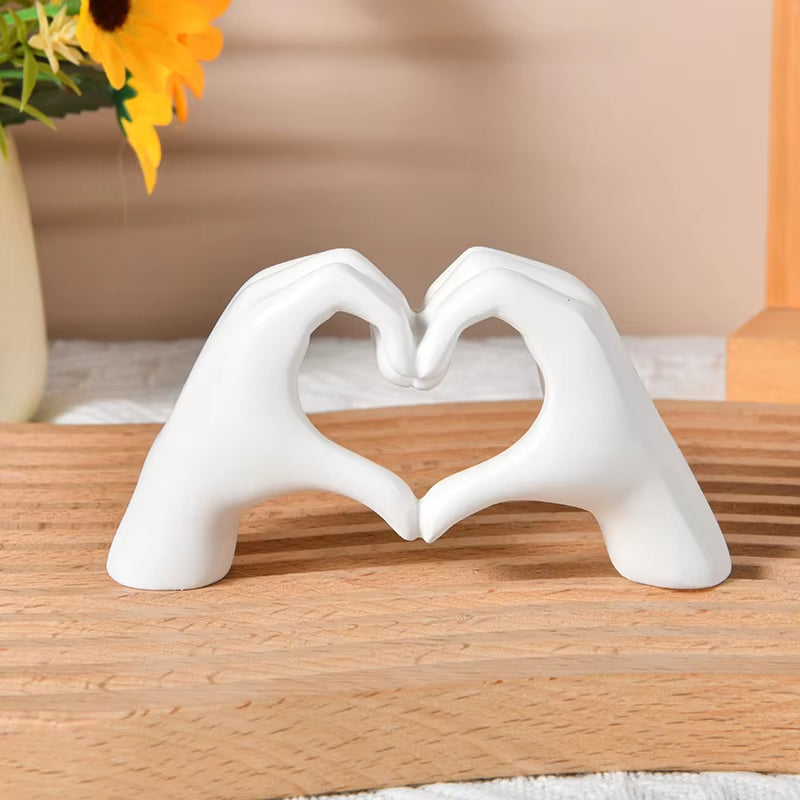 Exquisite Gold Heart Hand Statue - Elegant Love Gesture Sculpture for Your Living Space