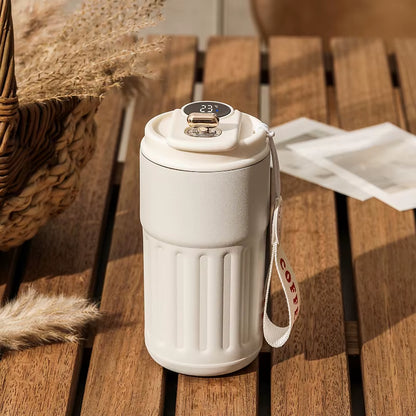 Stay Hydrated in Style: 450ML Stainless Steel Thermo Water Bottle with LED Temperature Display - Perfect for Travel, Coffee, and More!
