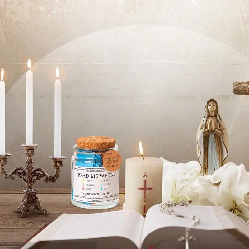 Inspire Your Spirit with Our Elegant Glass Prayer Jar Filled with Uplifting Bible Verses - Perfect Christian Gift for Mindfulness and Gratitude