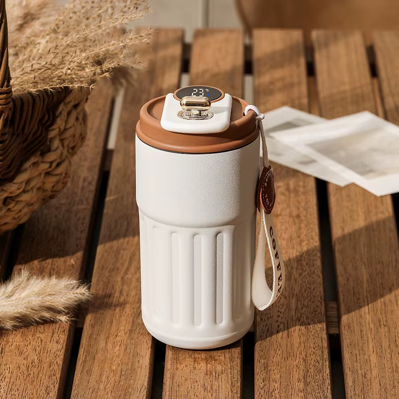 Stay Hydrated in Style: 450ML Stainless Steel Thermo Water Bottle with LED Temperature Display - Perfect for Travel, Coffee, and More!