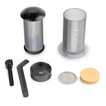 Experience Barista-Quality Coffee Anywhere with the Portable Espresso Maker French Press - Complete with Filters and Accessories