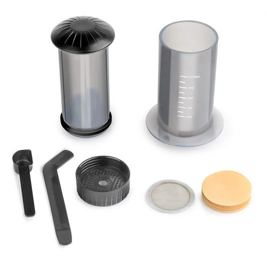 Experience Barista-Quality Coffee Anywhere with the Portable Espresso Maker French Press - Complete with Filters and Accessories