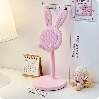 Adorable Adjustable Cute Rabbit Phone Stand - Perfect for iPhone, Samsung, Xiaomi, iPad & More - Ideal for Home & Office Use