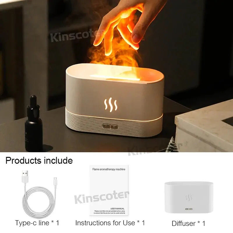 Transform Your Space with the KINSCOTER Ultrasonic Aroma Diffuser - Cool Mist Maker and LED Essential Oil Flame Lamp