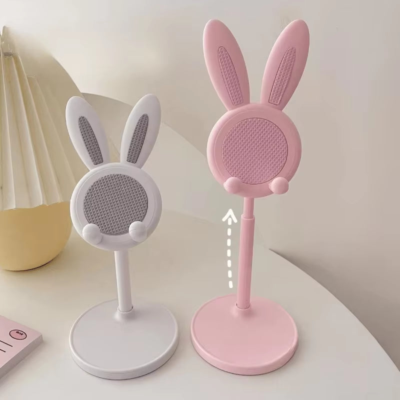 Adorable Adjustable Cute Rabbit Phone Stand - Perfect for iPhone, Samsung, Xiaomi, iPad & More - Ideal for Home & Office Use