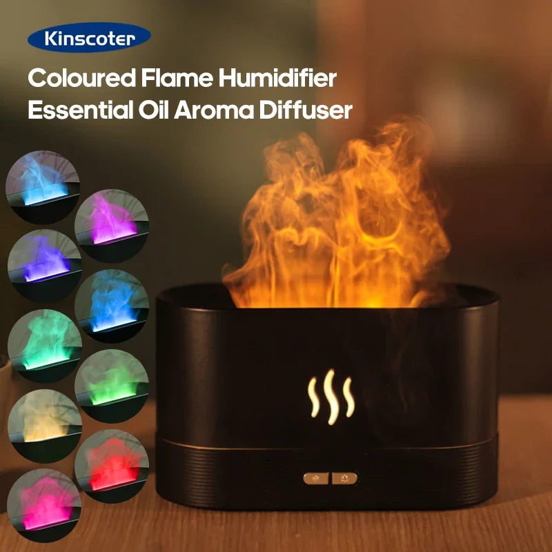 Transform Your Space with the KINSCOTER Ultrasonic Aroma Diffuser - Cool Mist Maker and LED Essential Oil Flame Lamp
